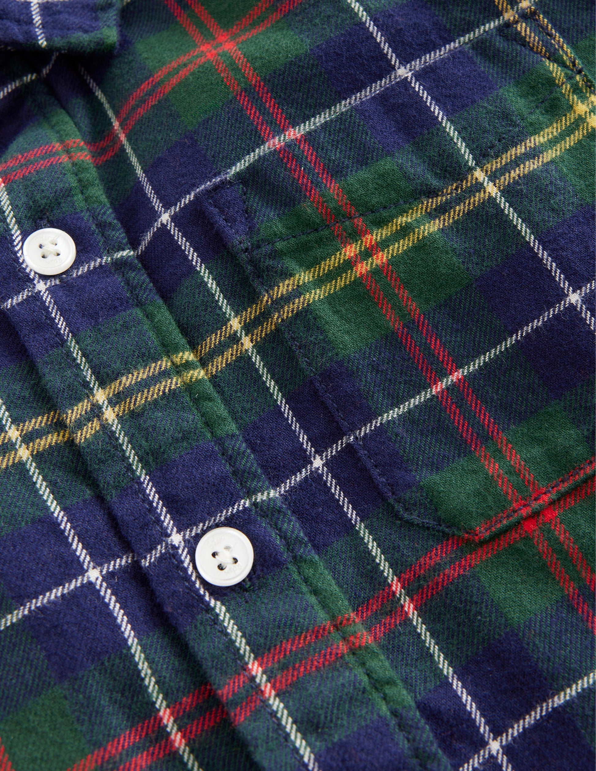 Brushed Flannel Shirt-Green / Navy / Yellow Check-3