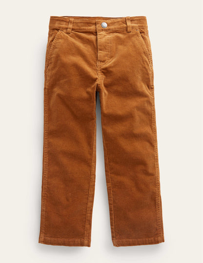 Straight Leg Cord Trousers-Butterscotch Brown-2