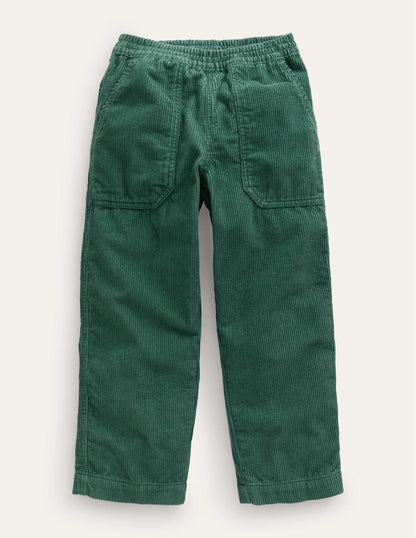 Chunky Pull-on Cord Trousers-Monster Green-1