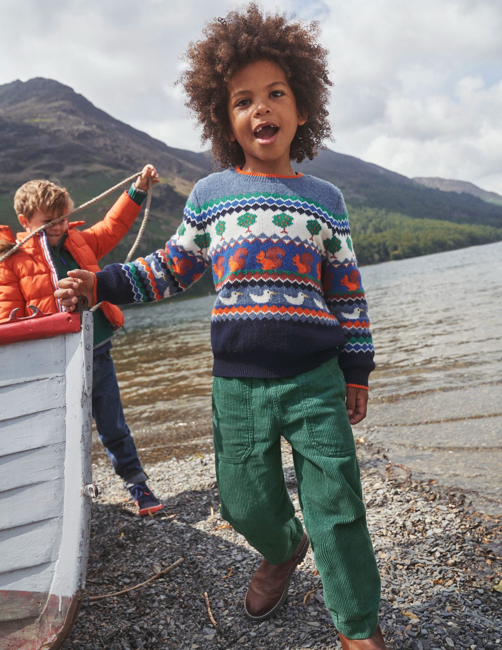 Chunky Pull-on Cord Trousers-Monster Green-4