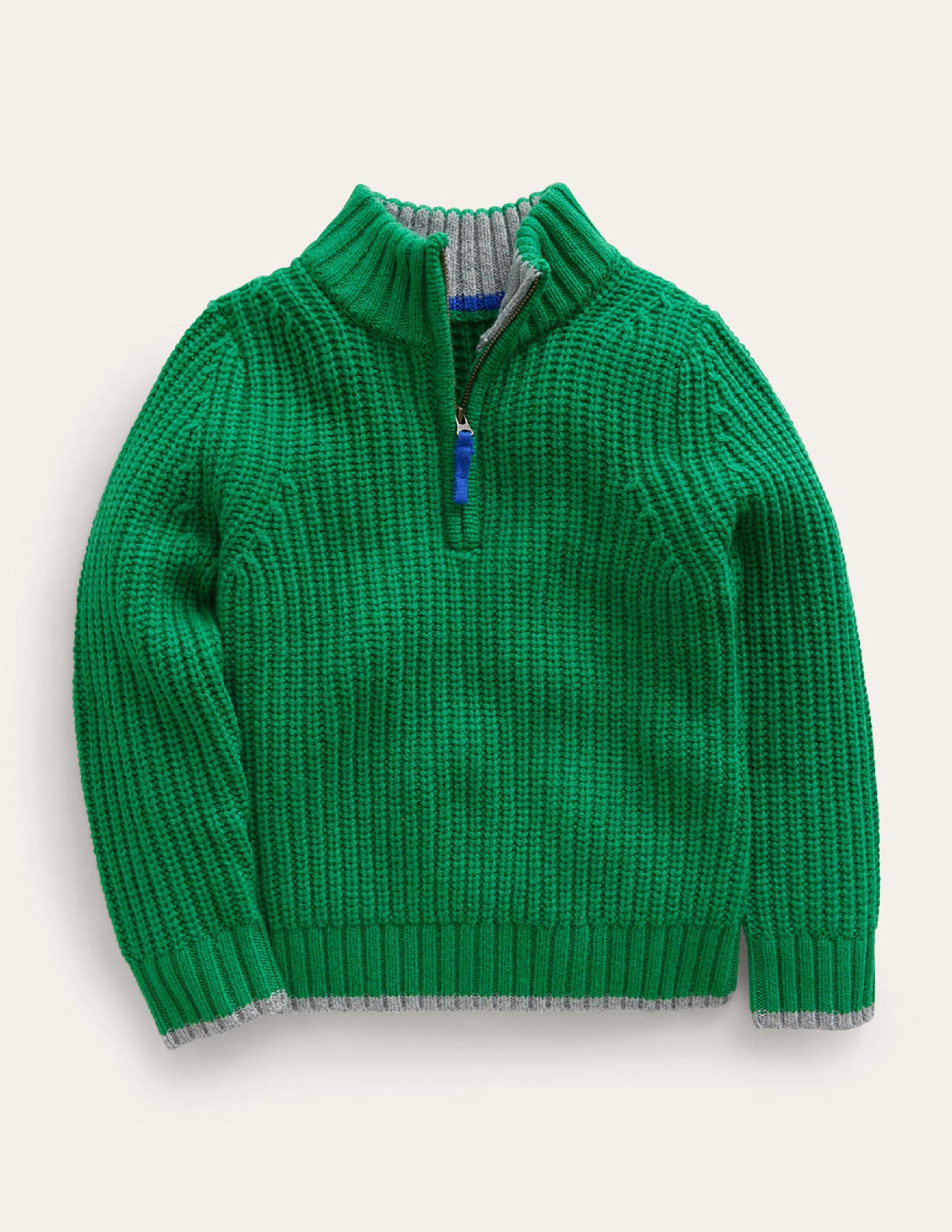 Chunky Half Zip Jumper-Deep Green - Image 1