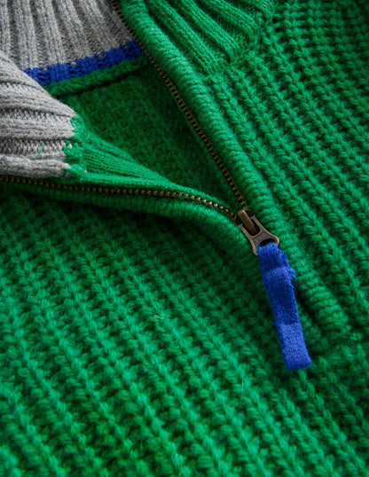 Chunky Half Zip Jumper-Deep Green-3