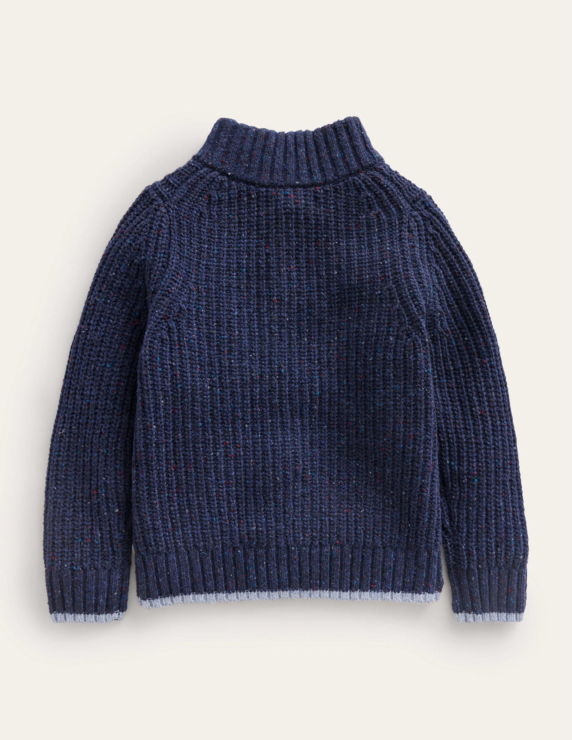 Chunky Half Zip Jumper-Navy Neps-2