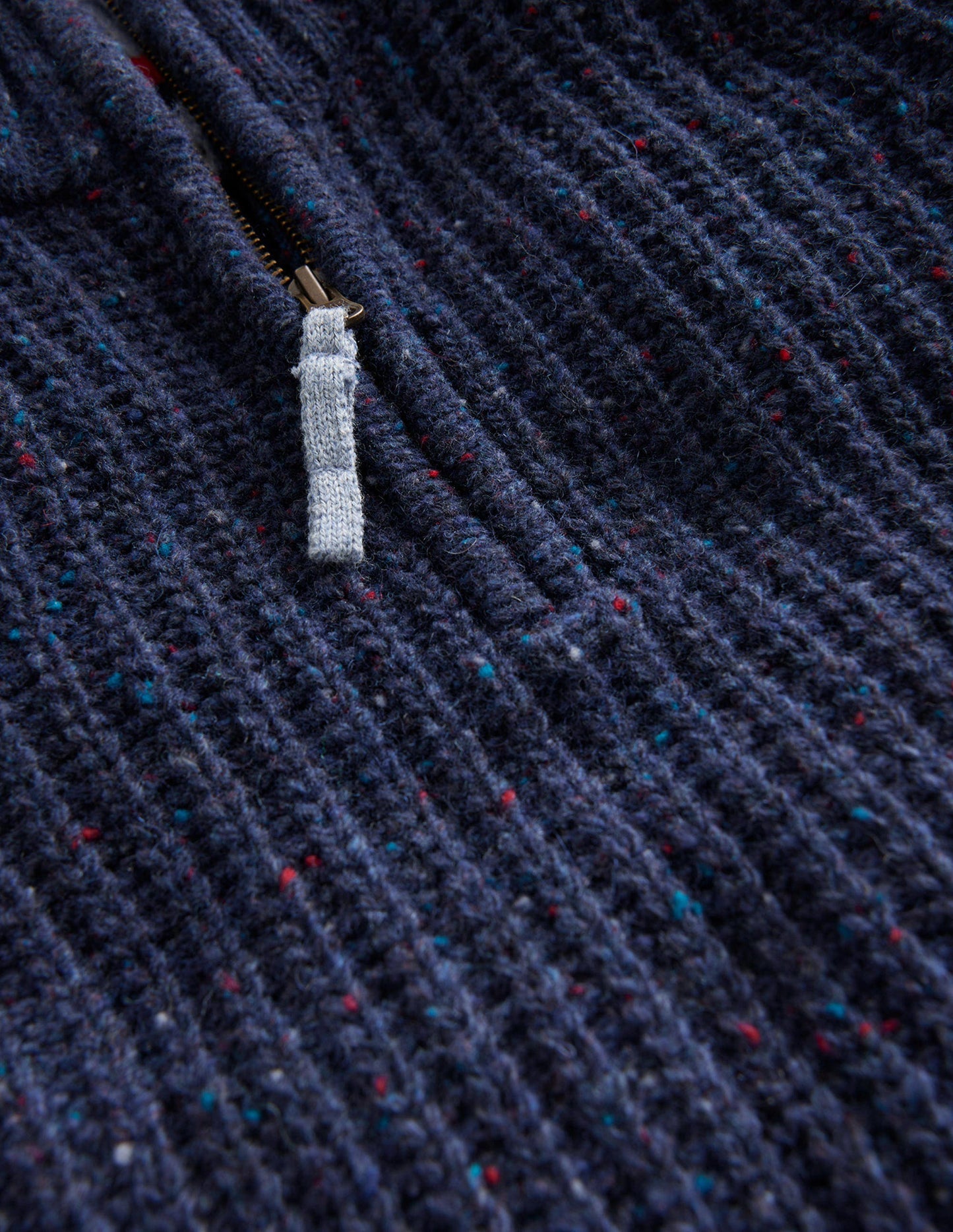 Chunky Half Zip Jumper-Navy Neps