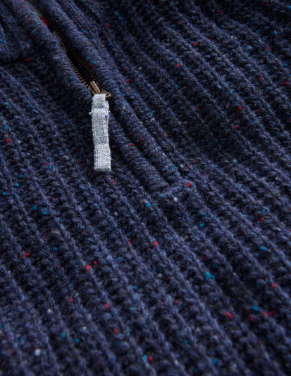 Chunky Half Zip Jumper-Navy Neps-3