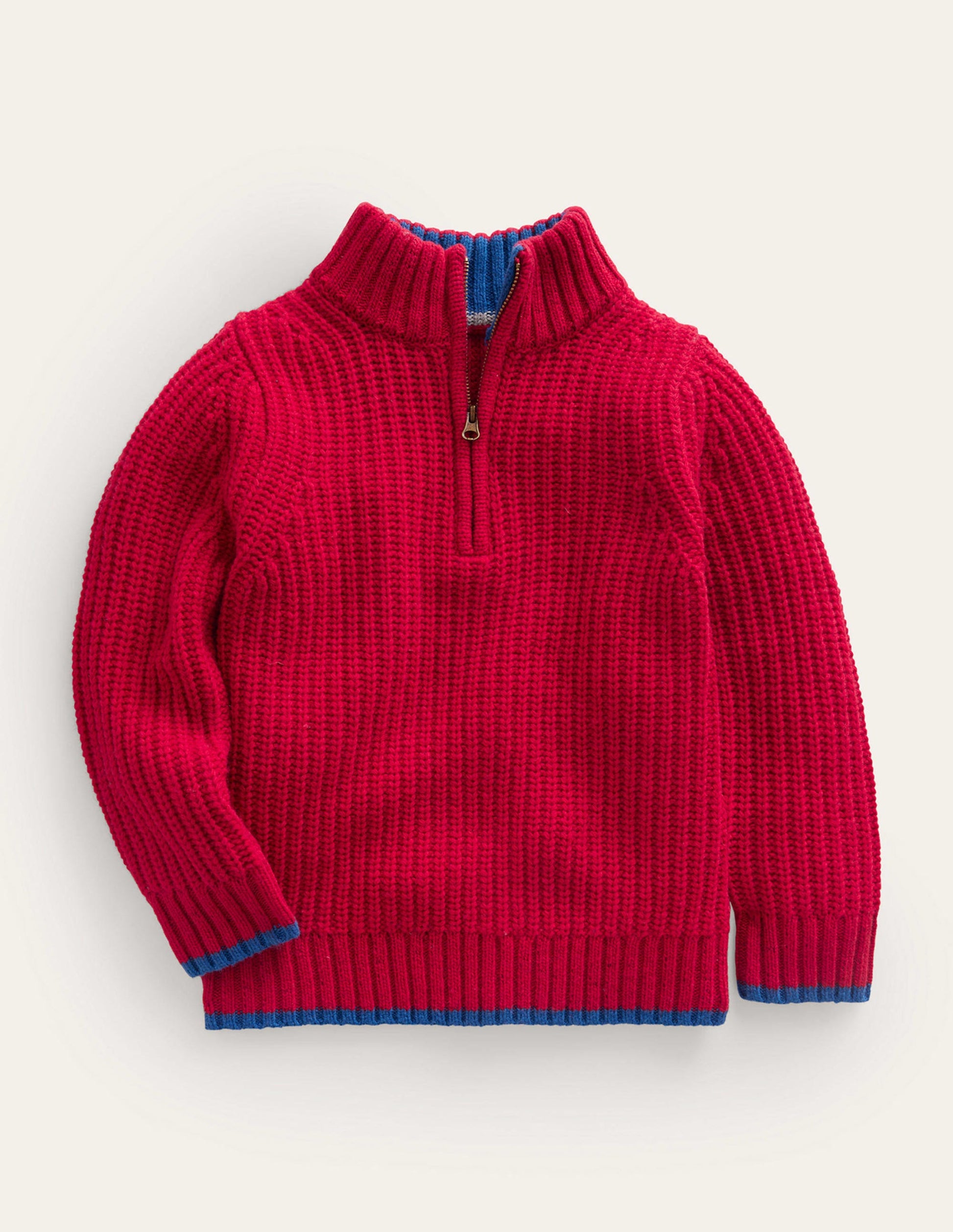 Chunky Half Zip Jumper-Red-1