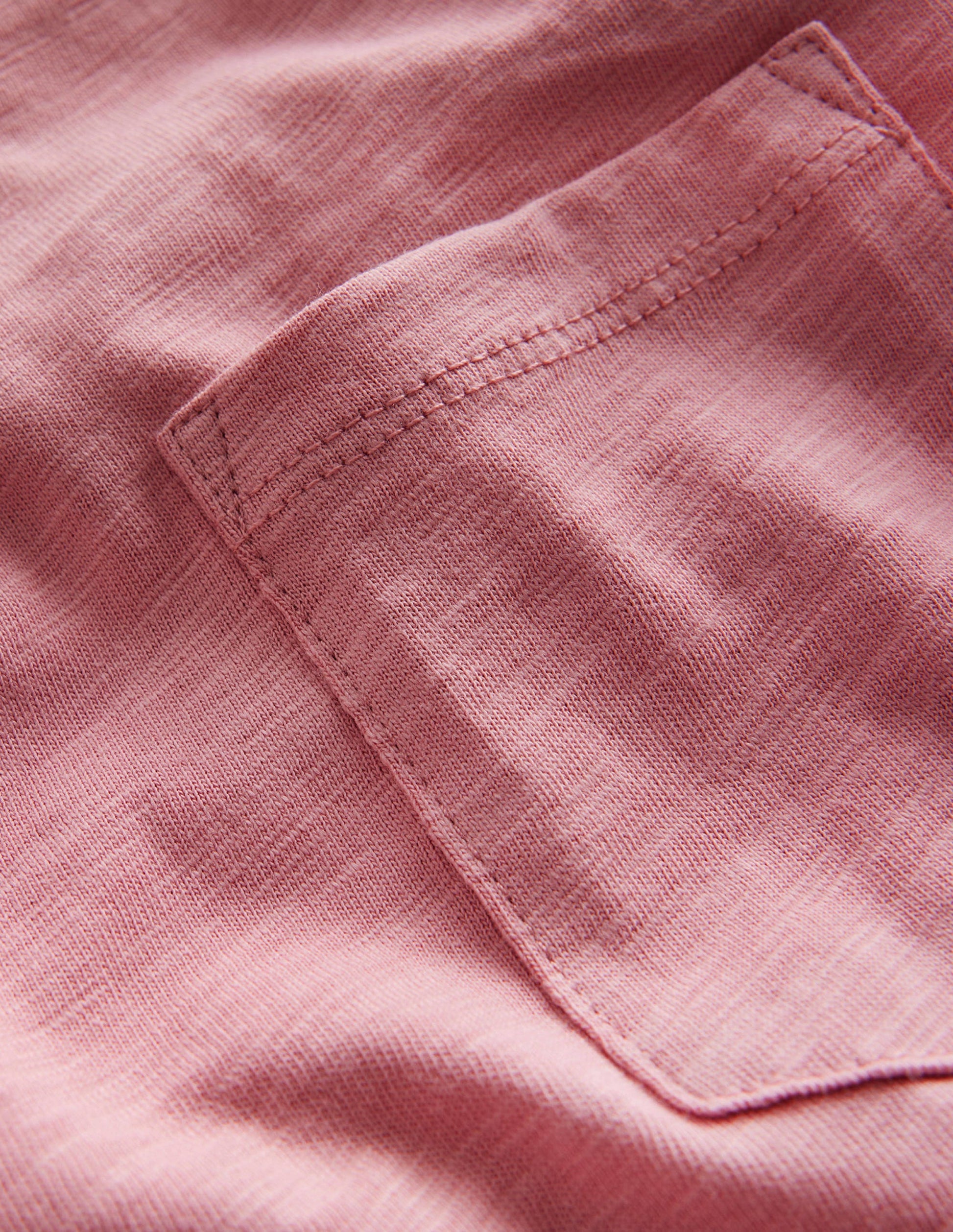 Stripe Mock Sleeve T-Shirt-Almond Pink Marl-3