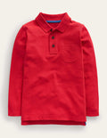 Long Sleeve Pique Polo-Rockabilly Red