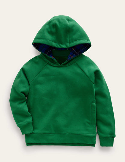 Checked Hoodie-Deep Green-1