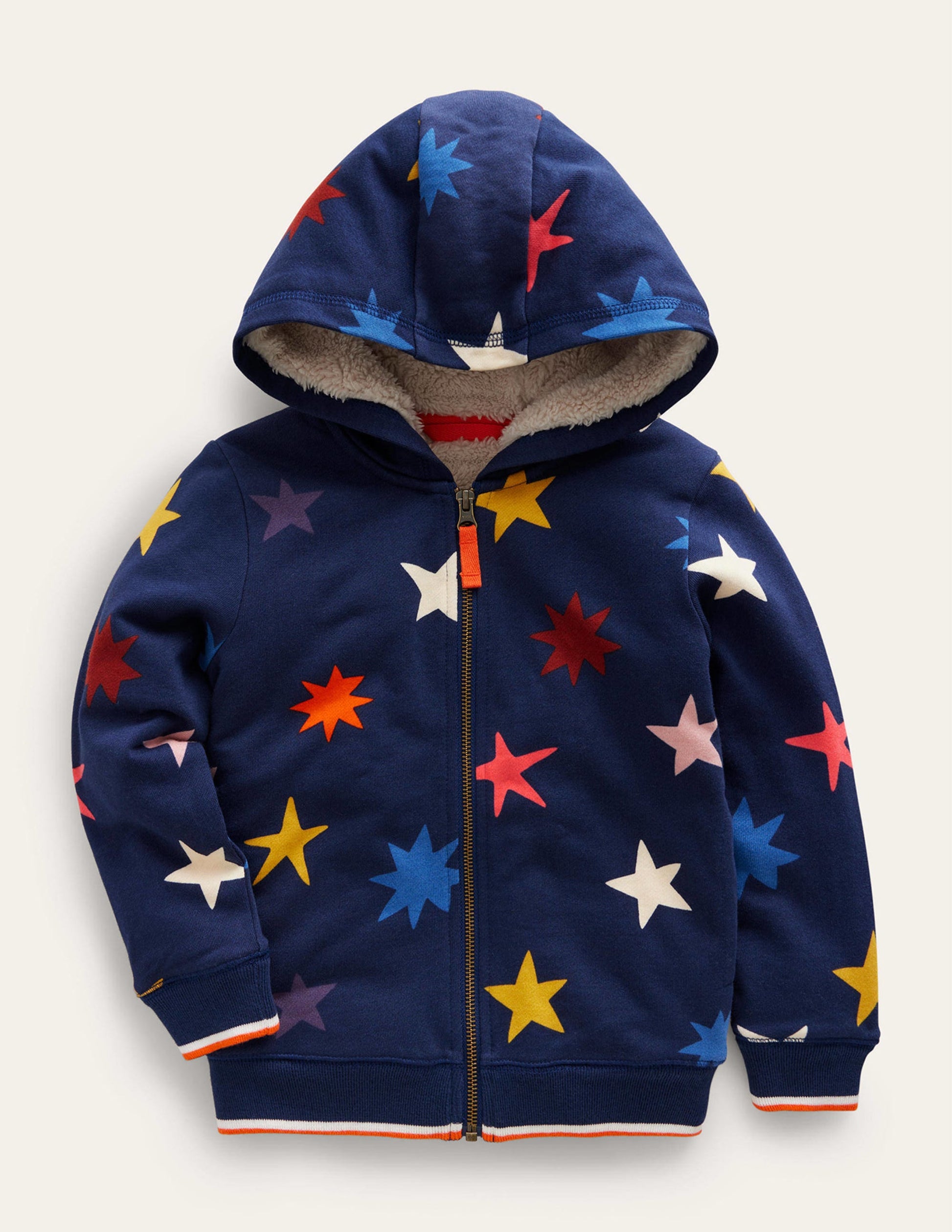 Shaggy-Lined Printed Hoodie-College Navy Star-1