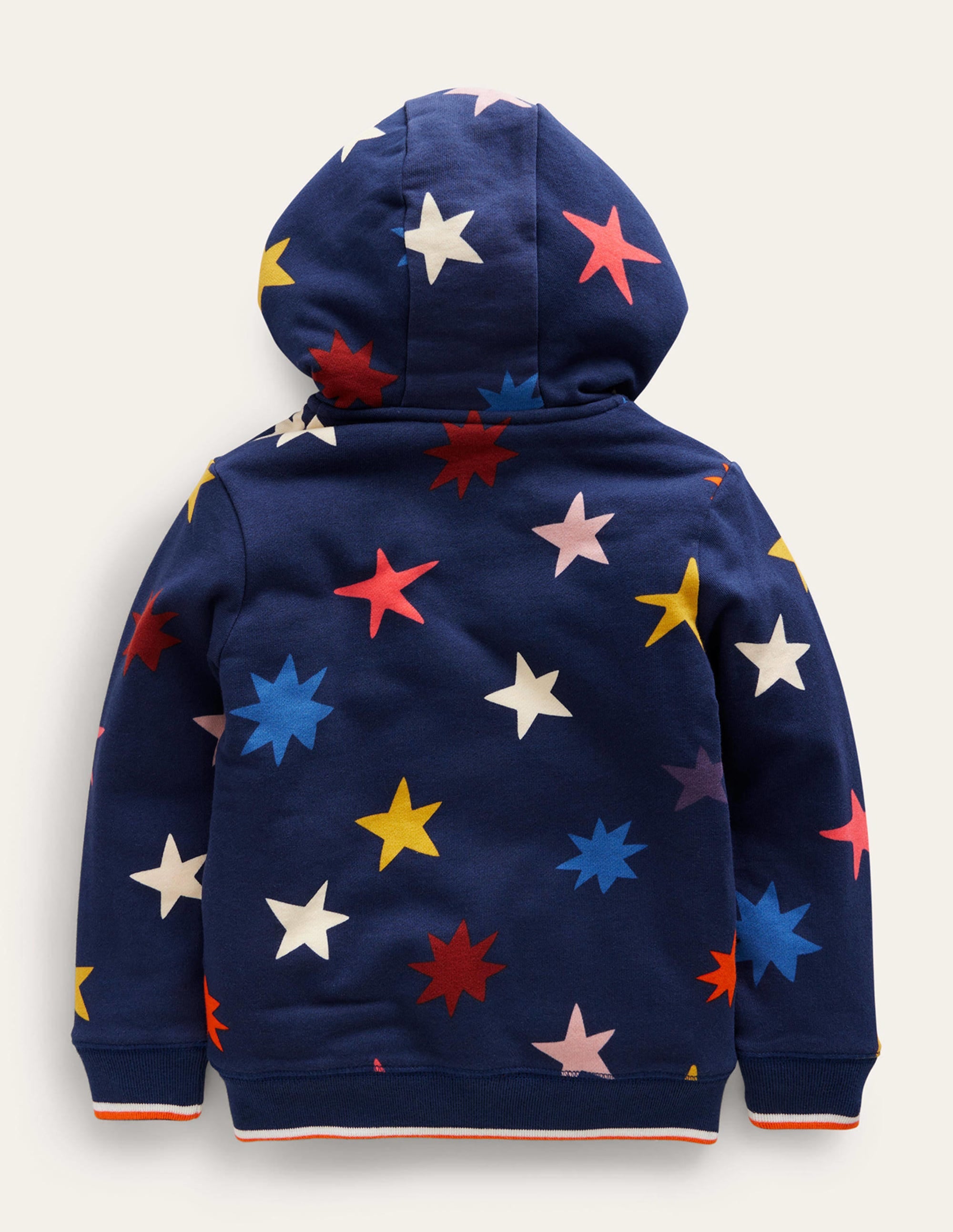 Shaggy-Lined Printed Hoodie-College Navy Star - Image 2