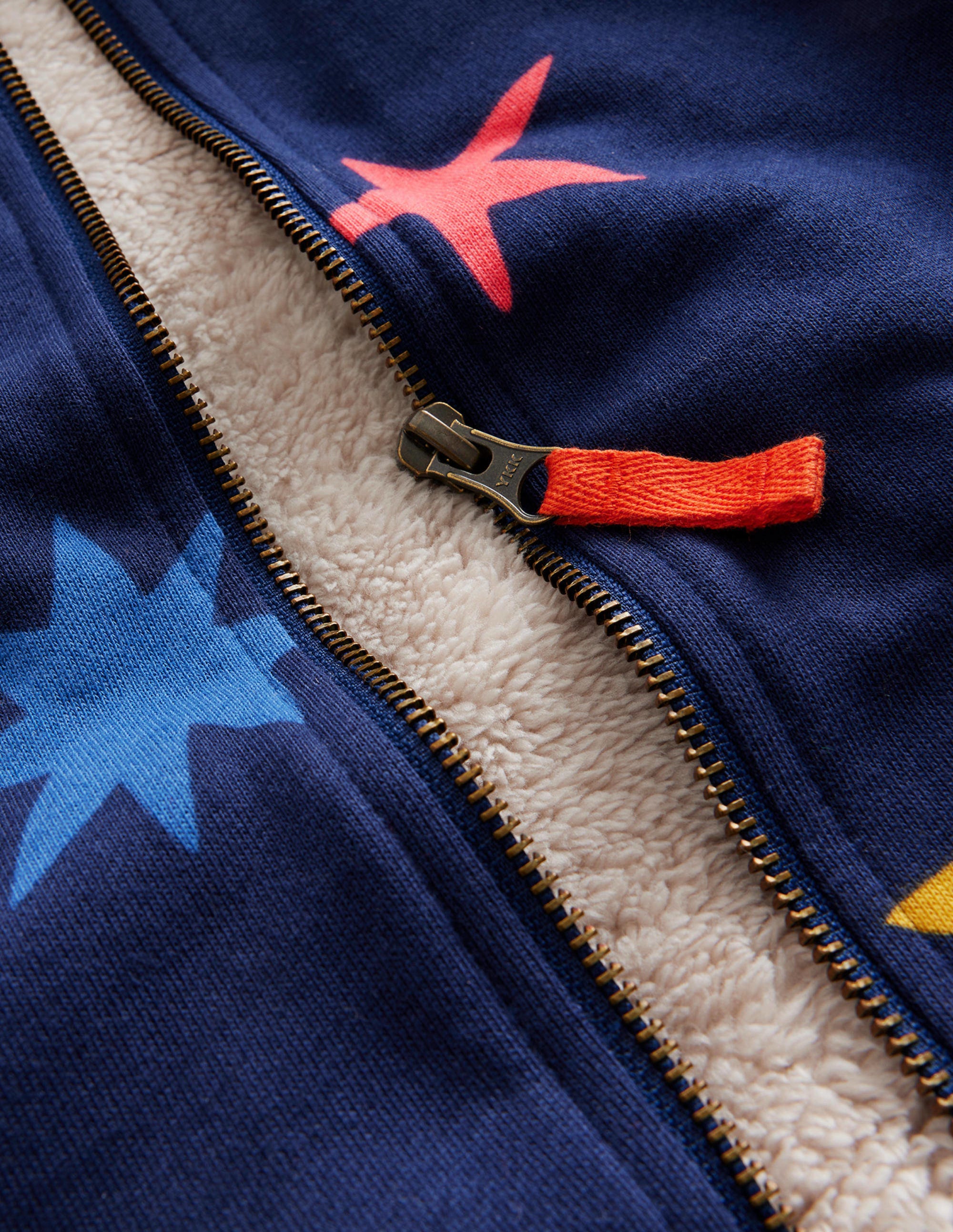 Shaggy-Lined Printed Hoodie-College Navy Star - Image 3