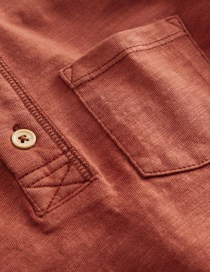 Long Sleeve Henley T-shirt-Red-3