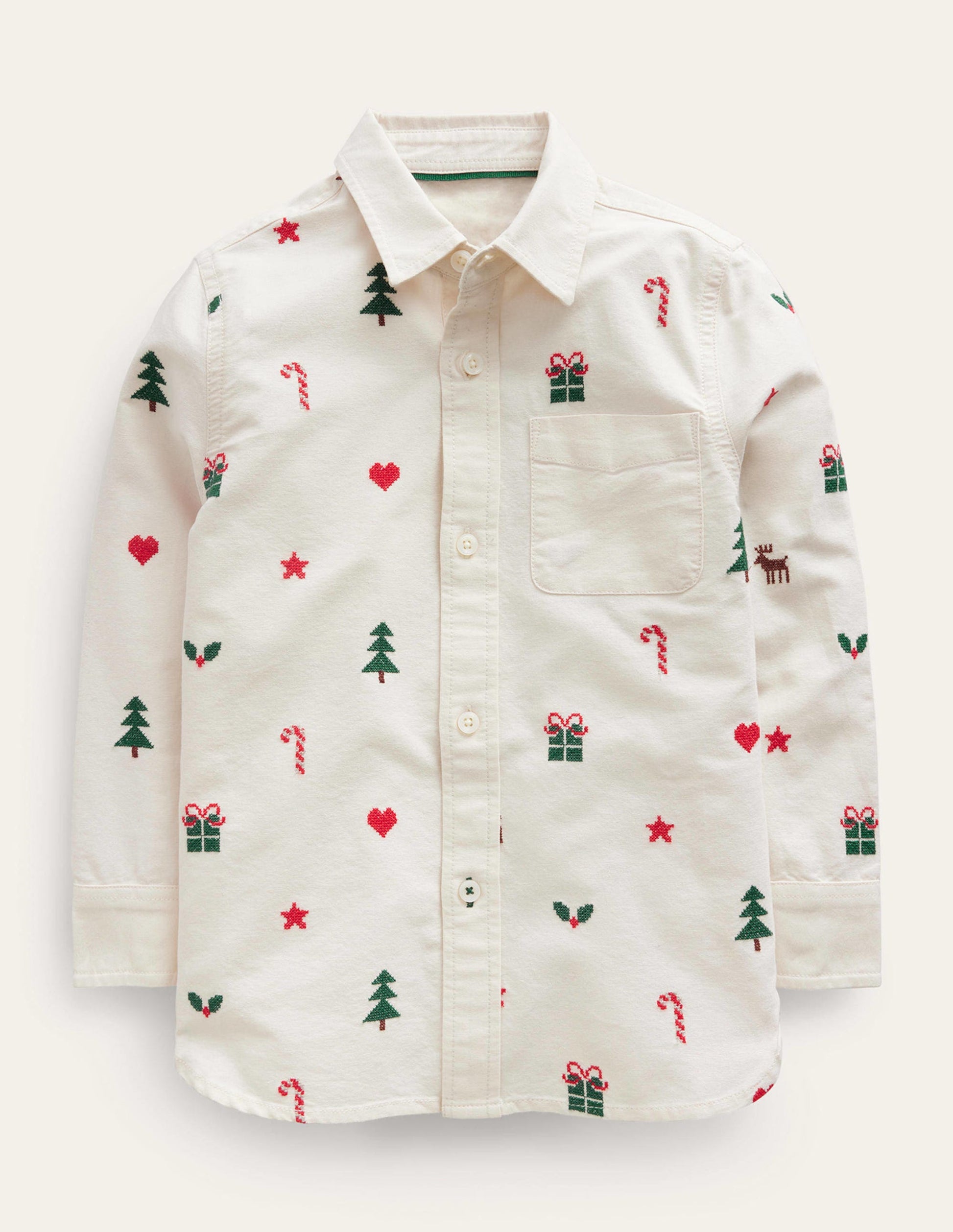 Embroidered Oxford Shirt-Vanilla Pod Christmas-1