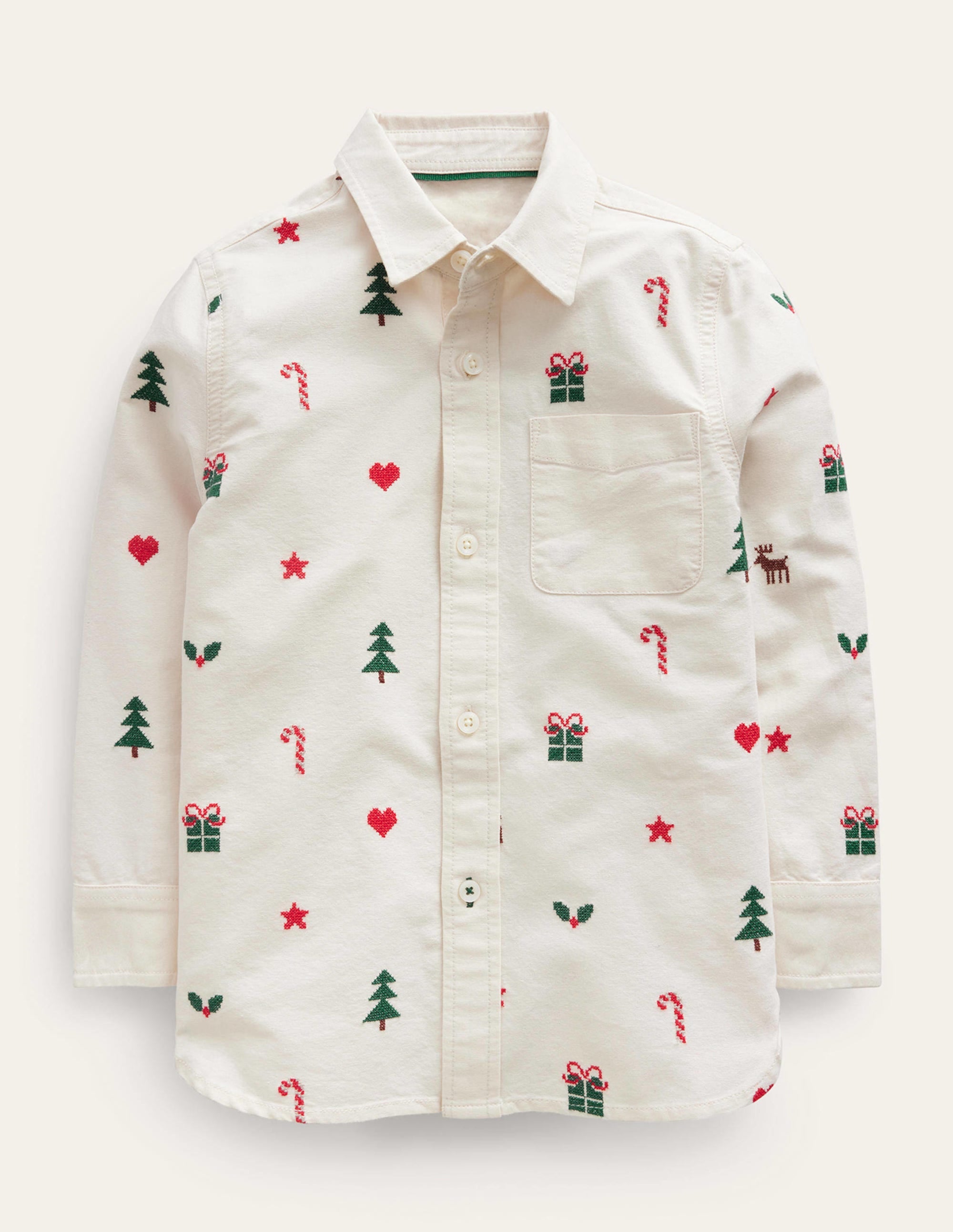 Embroidered Oxford Shirt-Vanilla Pod Christmas - Image 1