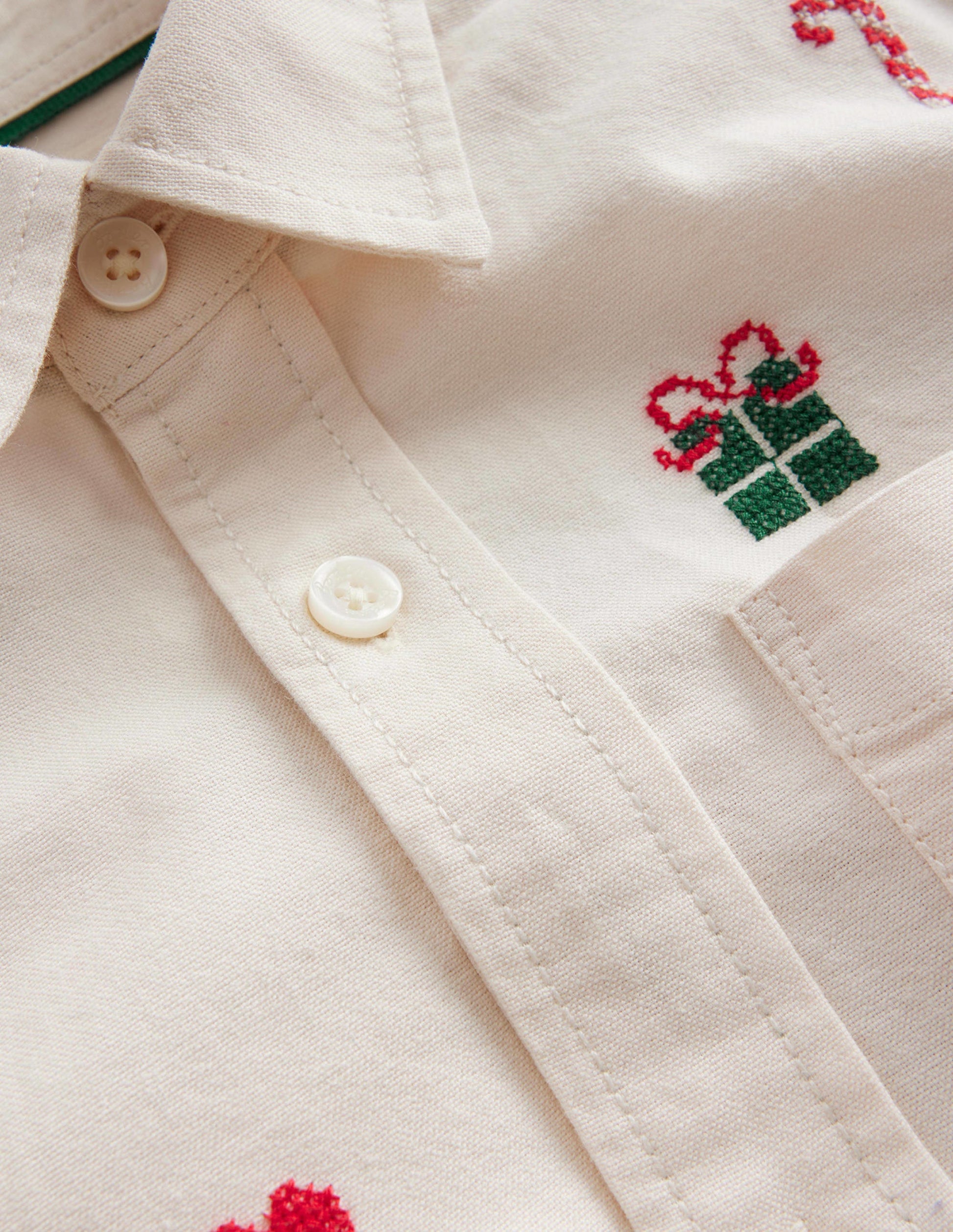 Embroidered Oxford Shirt-Vanilla Pod Christmas-3