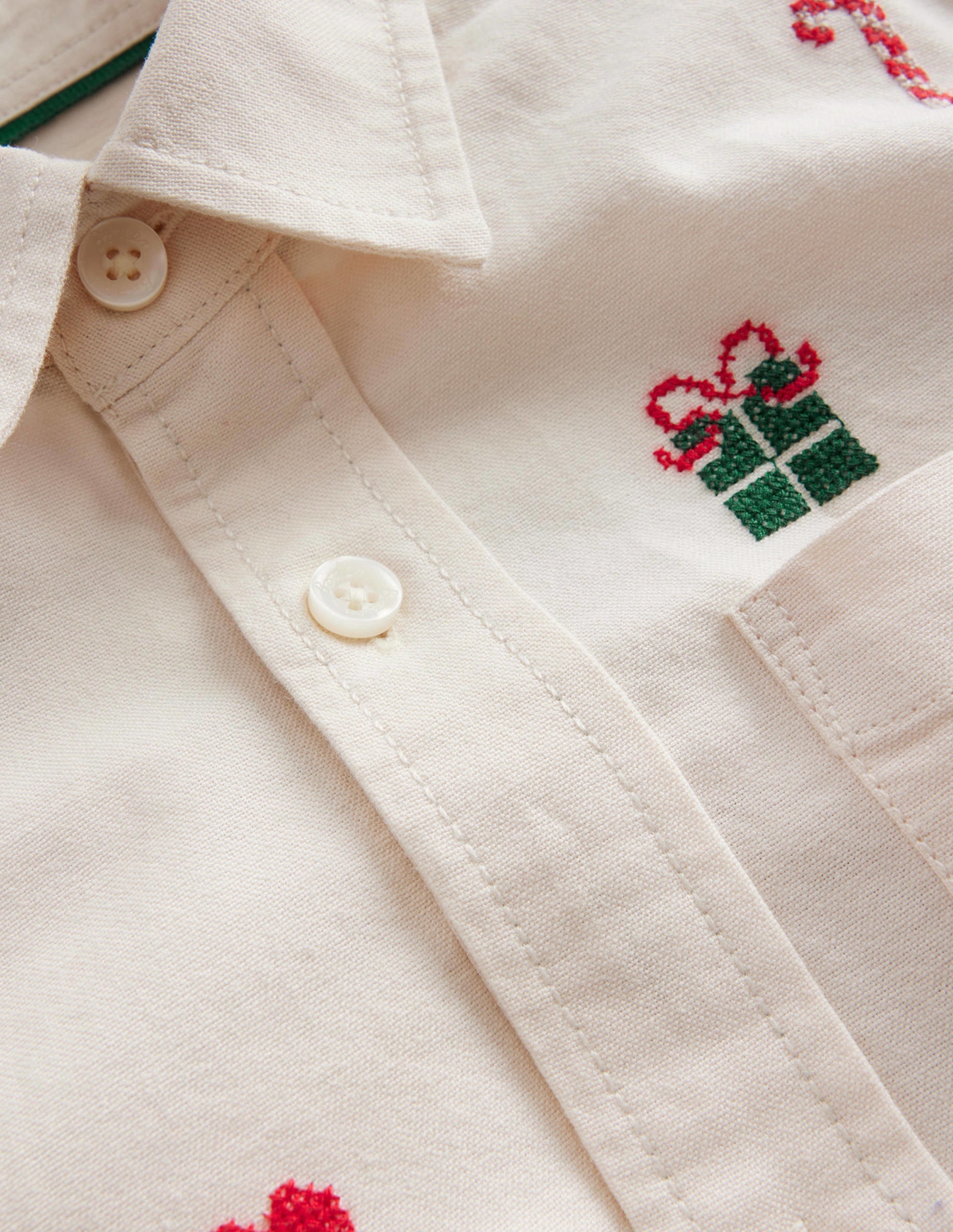 Embroidered Oxford Shirt-Vanilla Pod Christmas - Image 3