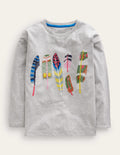 Feather Superstitch T-shirt-Grey Marl