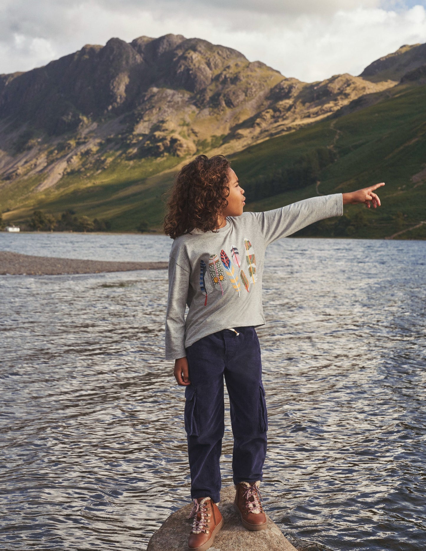 Feather Superstitch T-shirt-Grey Marl