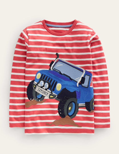 Off Road Appliqué T-shirt-Jam Red/Ivory Truck-1