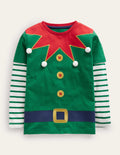 Elf Applique T-shirt-Forest Green