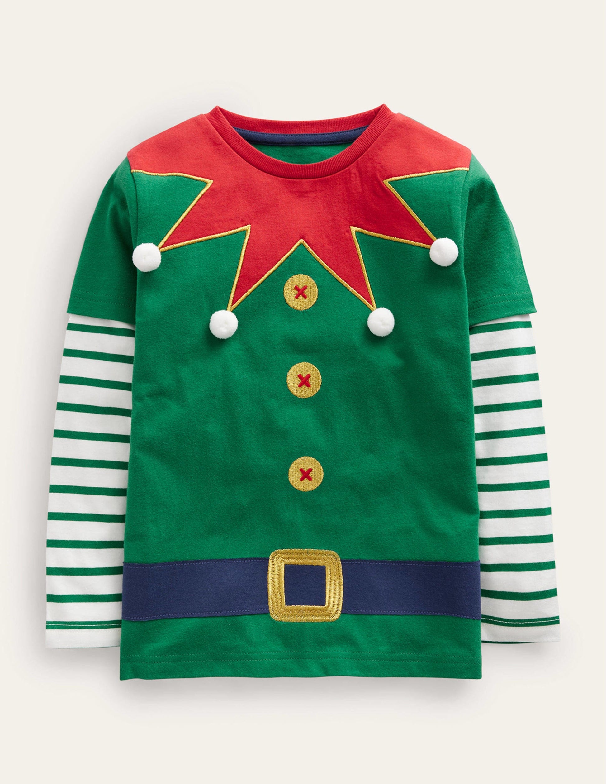 Elf Applique T-shirt-Forest Green-1