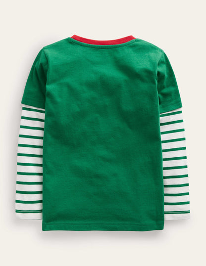 Elf Applique T-shirt-Forest Green-2