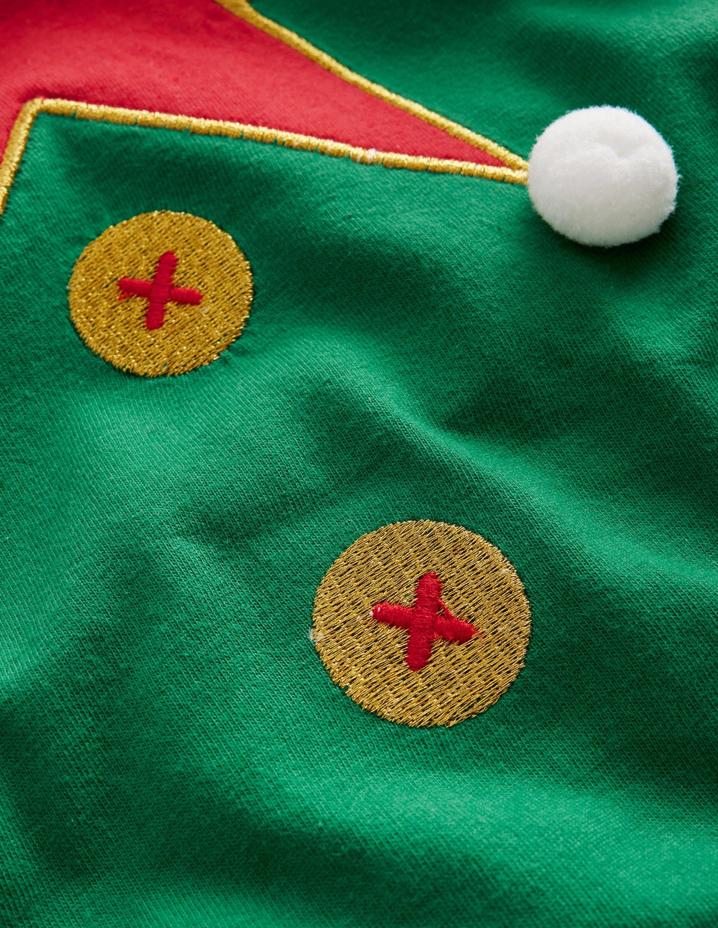 Elf Applique T-shirt-Forest Green