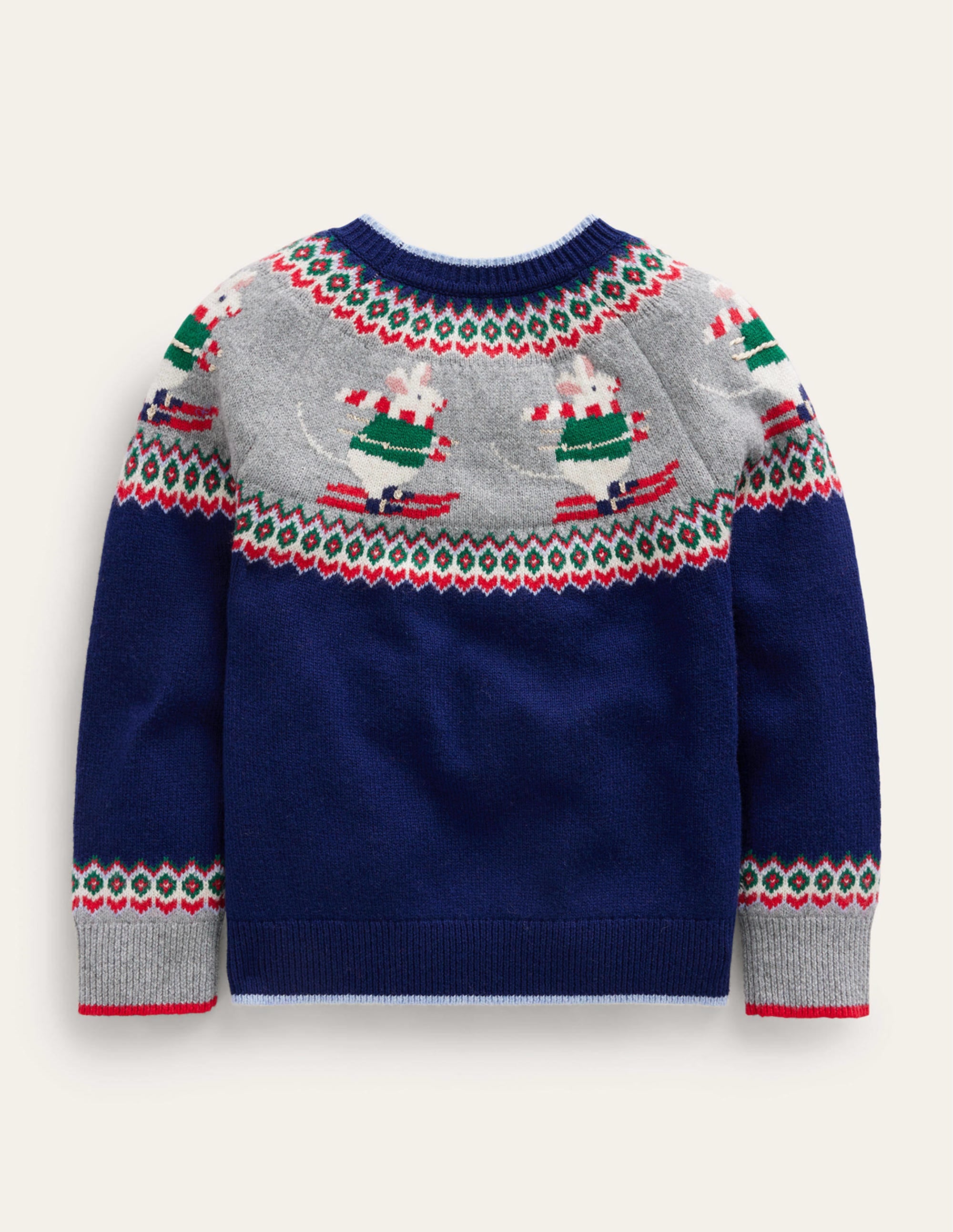 Novelty Fair Isle Jumper-French Navy Skiing Mice - Image 2