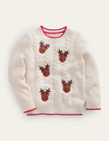 Rudolph Pom Pom Jumper-Ecru Marl