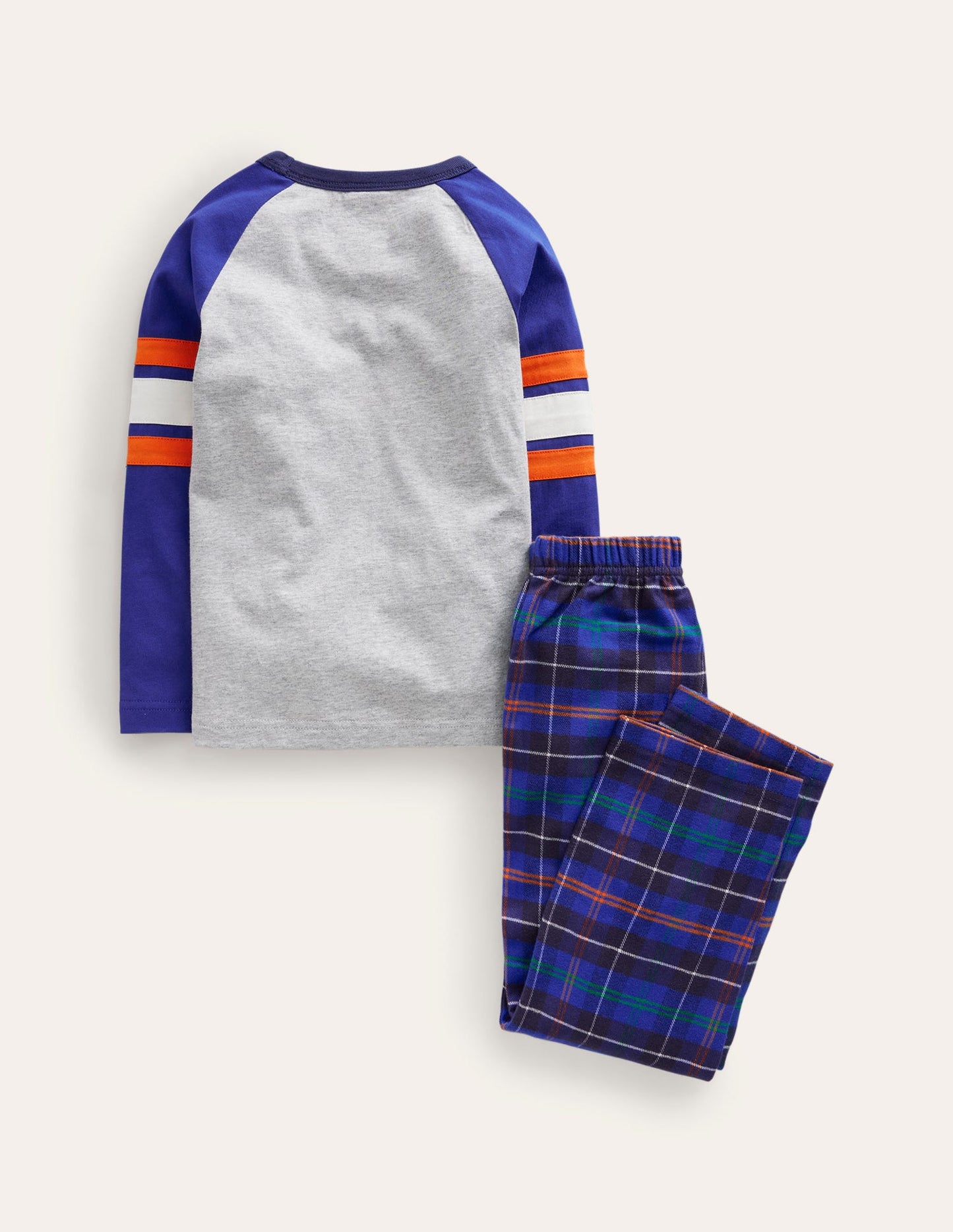 Cosy Brushed Pyjama Set-Blue/Orange Check
