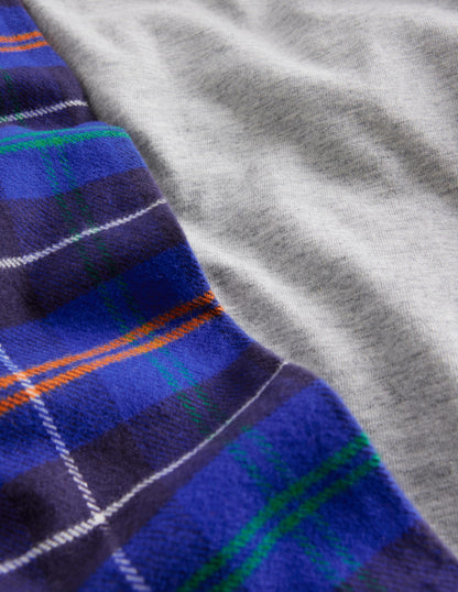 Cosy Brushed Pyjama Set-Blue/Orange Check-3
