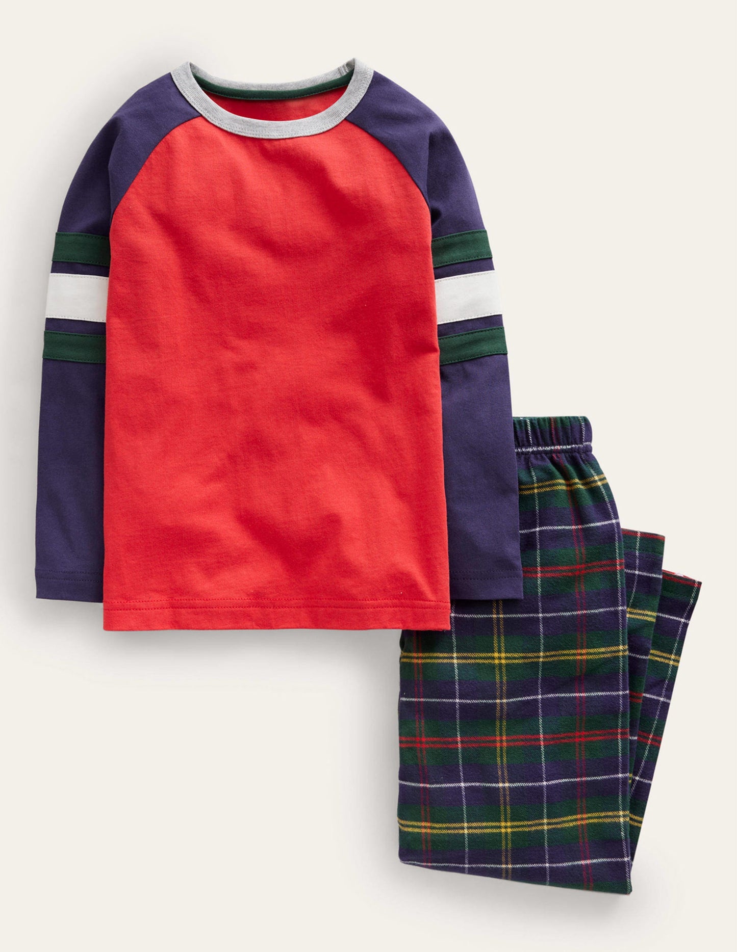 Cosy Brushed Pyjama Set-Red/Green Check