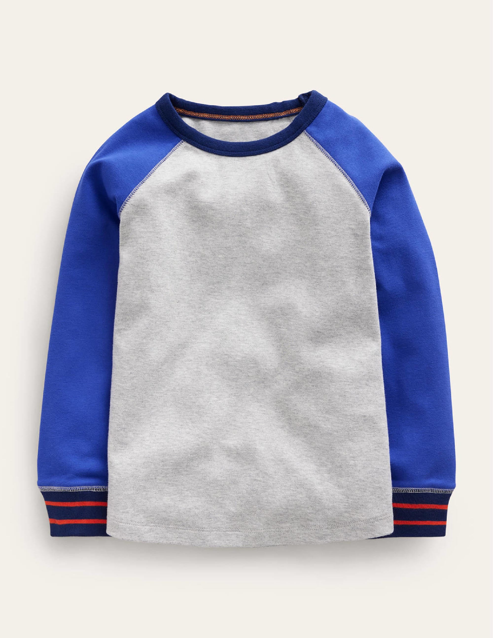 Supersoft Raglan T-shirt-Grey Marl/ Blue - Image 1