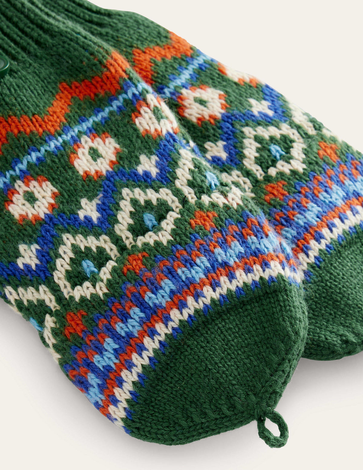 Fair Isle Knitted Mittens-Monster Green-2