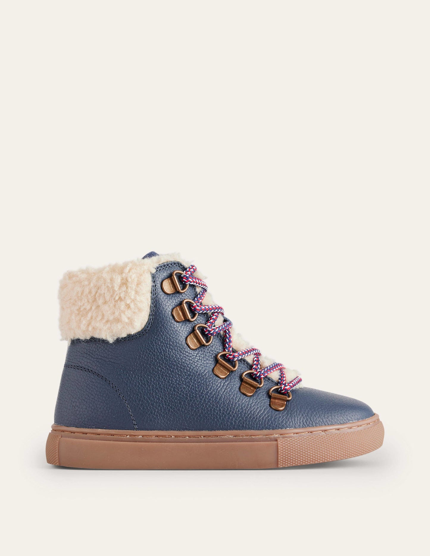Cosy Leather Lace Up Boots-Navy Blue