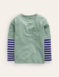 Layered Long-Sleeve T-Shirt-Green Smoke