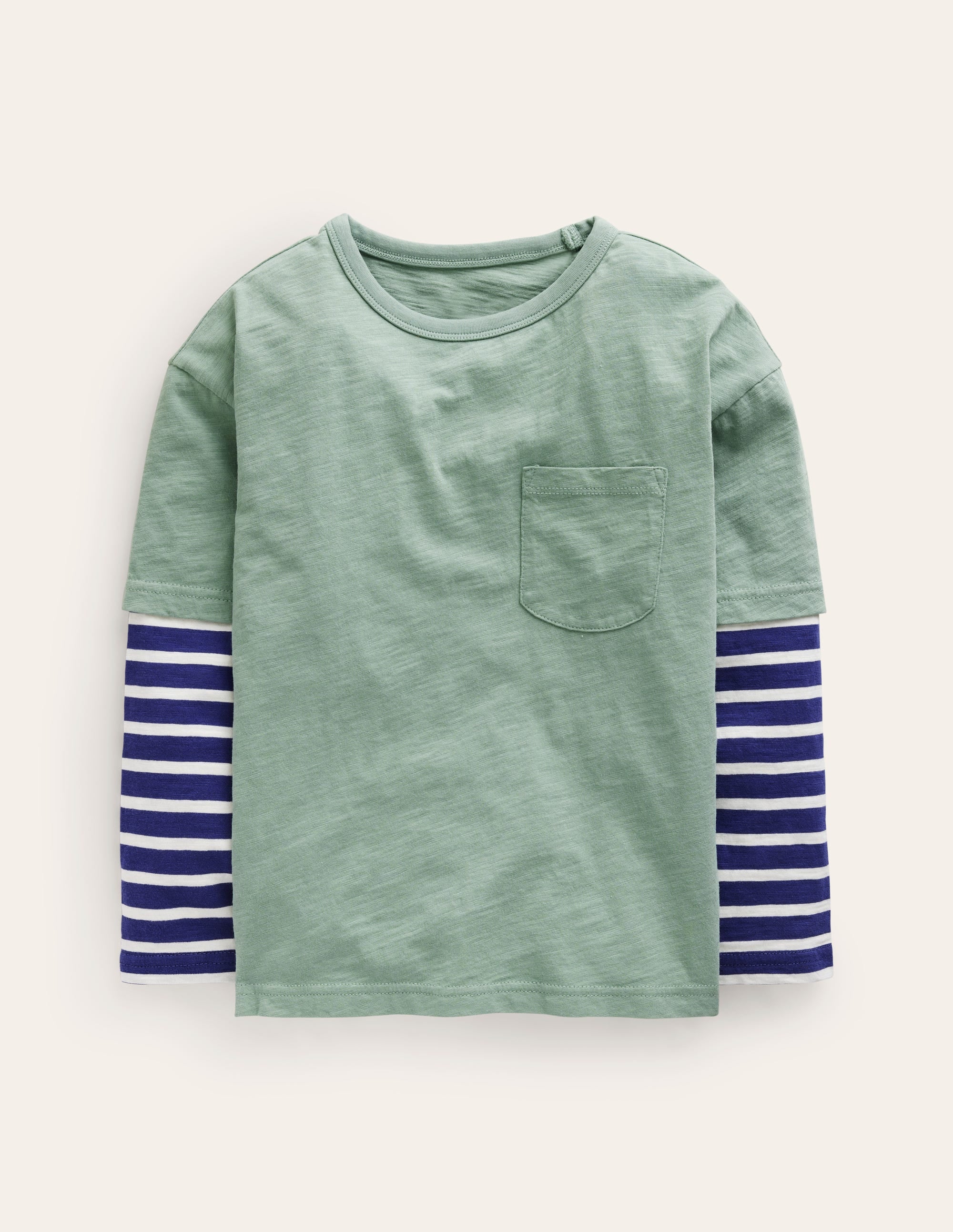 Layered Long-Sleeve T-Shirt-Green Smoke - Image 1