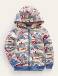 Shaggy-Lined Printed Hoodie-Grey Arctic Explorer