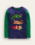 Novelty Printed T-shirt-College Navy/Deep Green