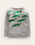 Foil printed T-shirt-Grey Marl Crocodile