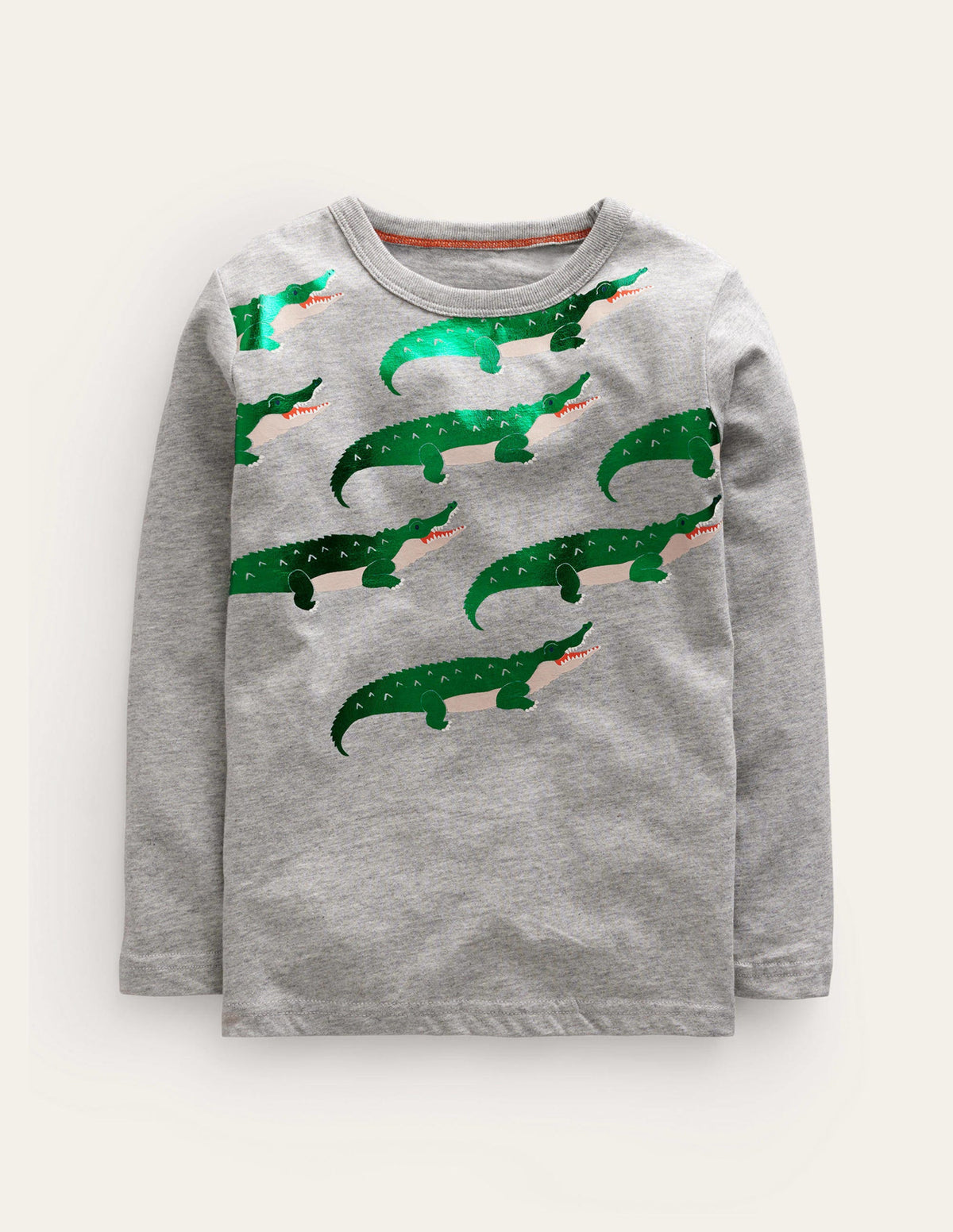 Foil printed T-shirt-Grey Marl Crocodile-1