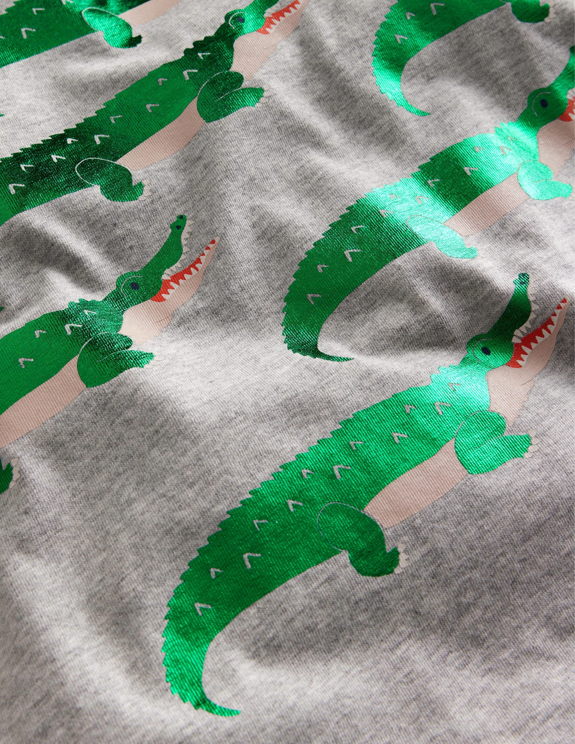 Foil printed T-shirt-Grey Marl Crocodile - Image 3