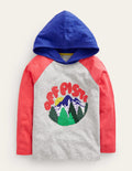 Off Piste Hooded T-shirt-Grey Marl/Red/Blue Mountain