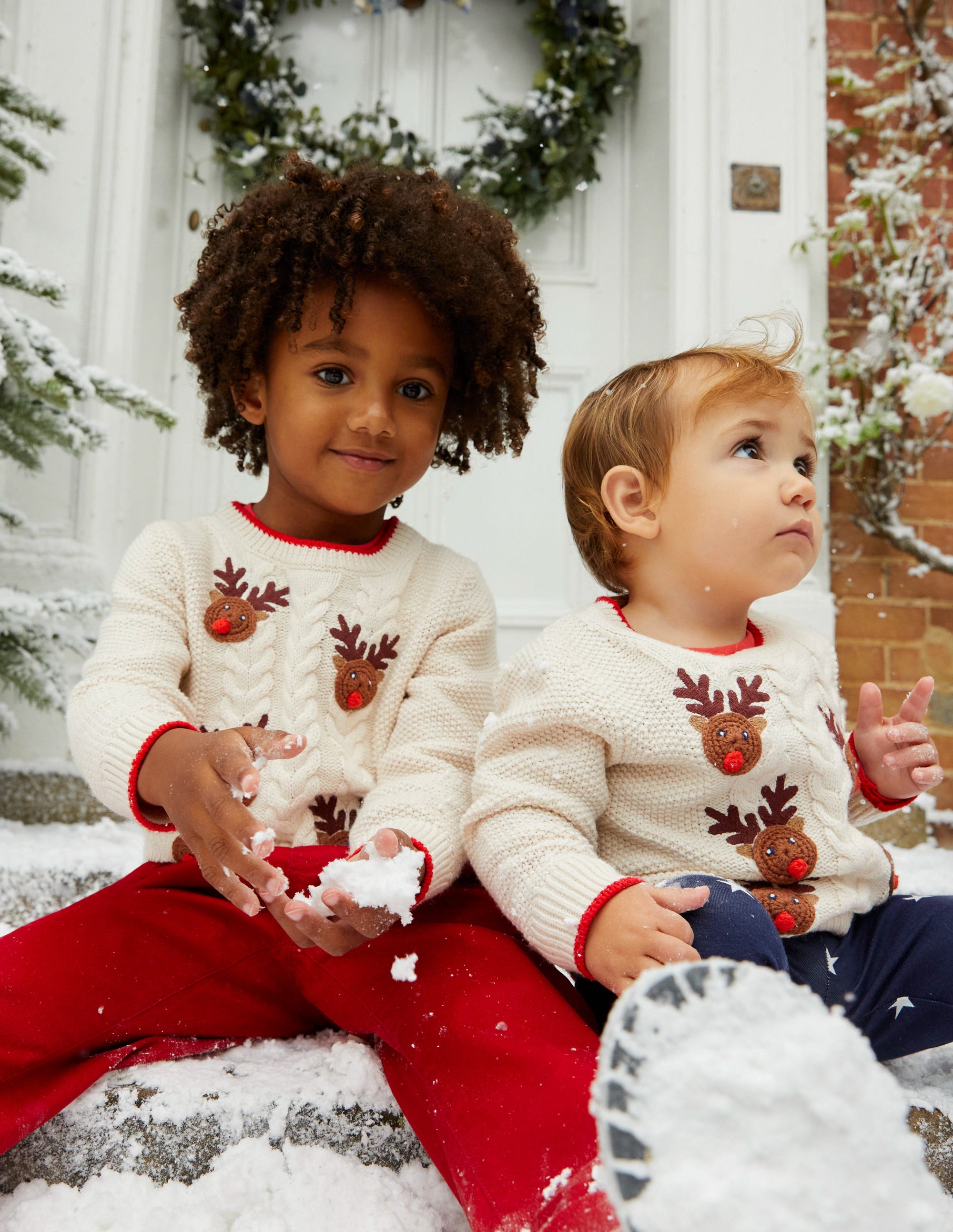 Rudolph Pom Pom Jumper-Ecru Marl - Image 4