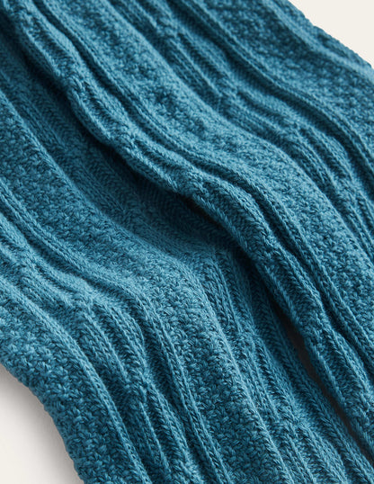 Cable Footless Tights-Larkspur Green-3