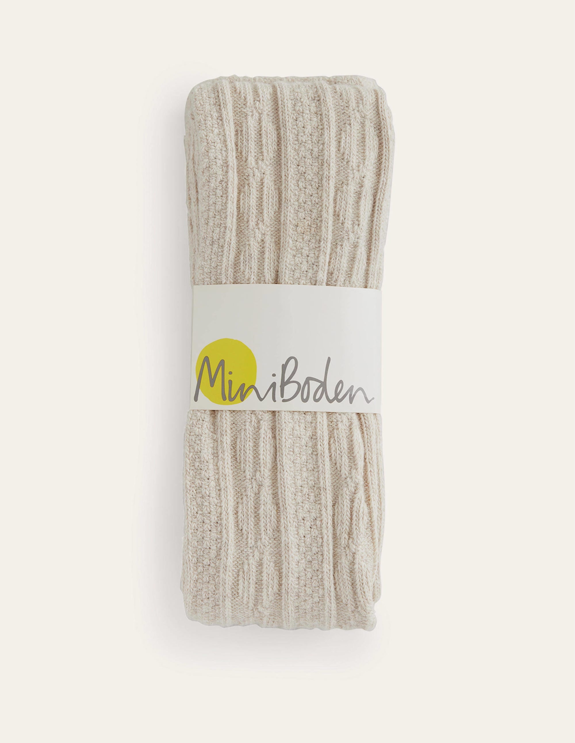 Cable Footless Tights-Oatmeal Marl - Image 2