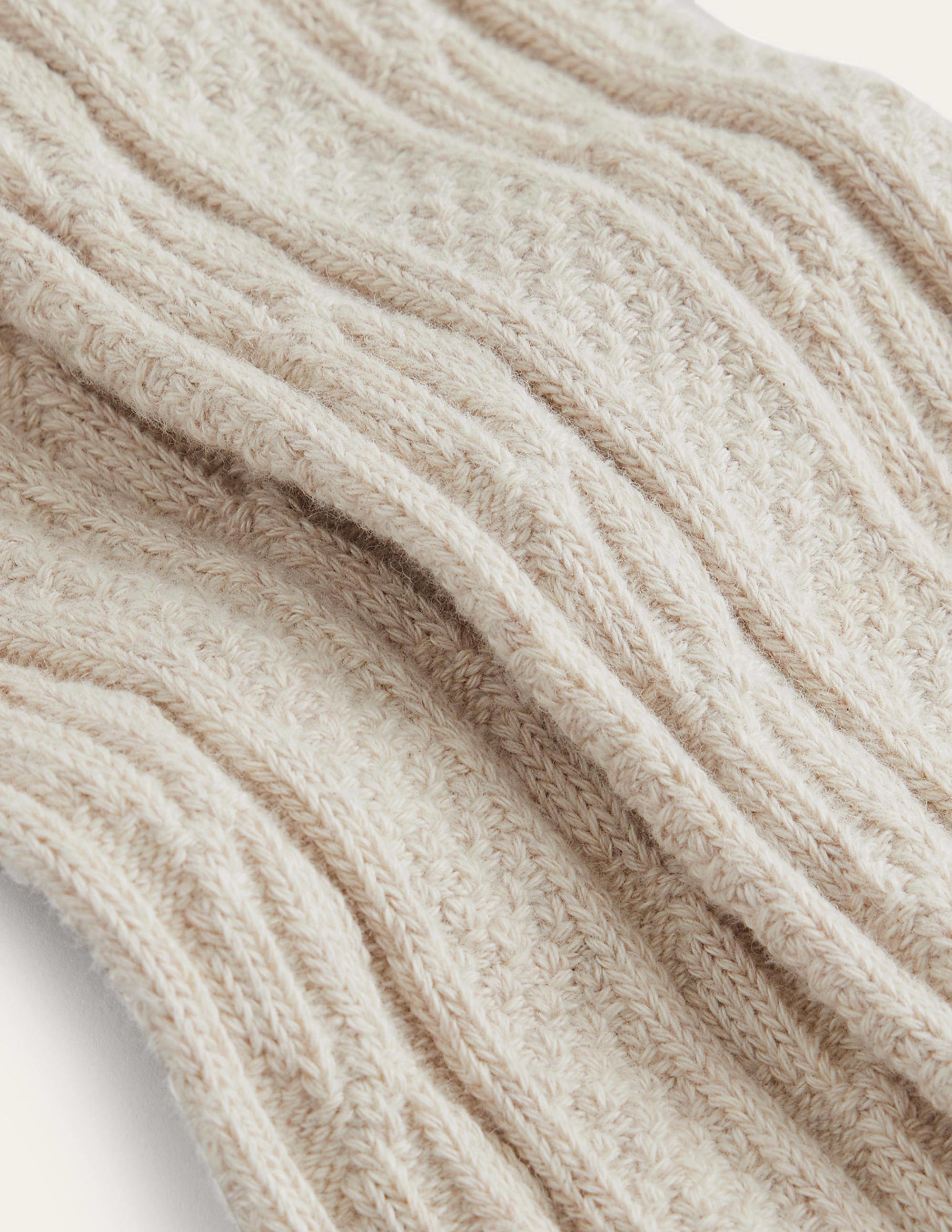 Cable Footless Tights-Oatmeal Marl - Image 3