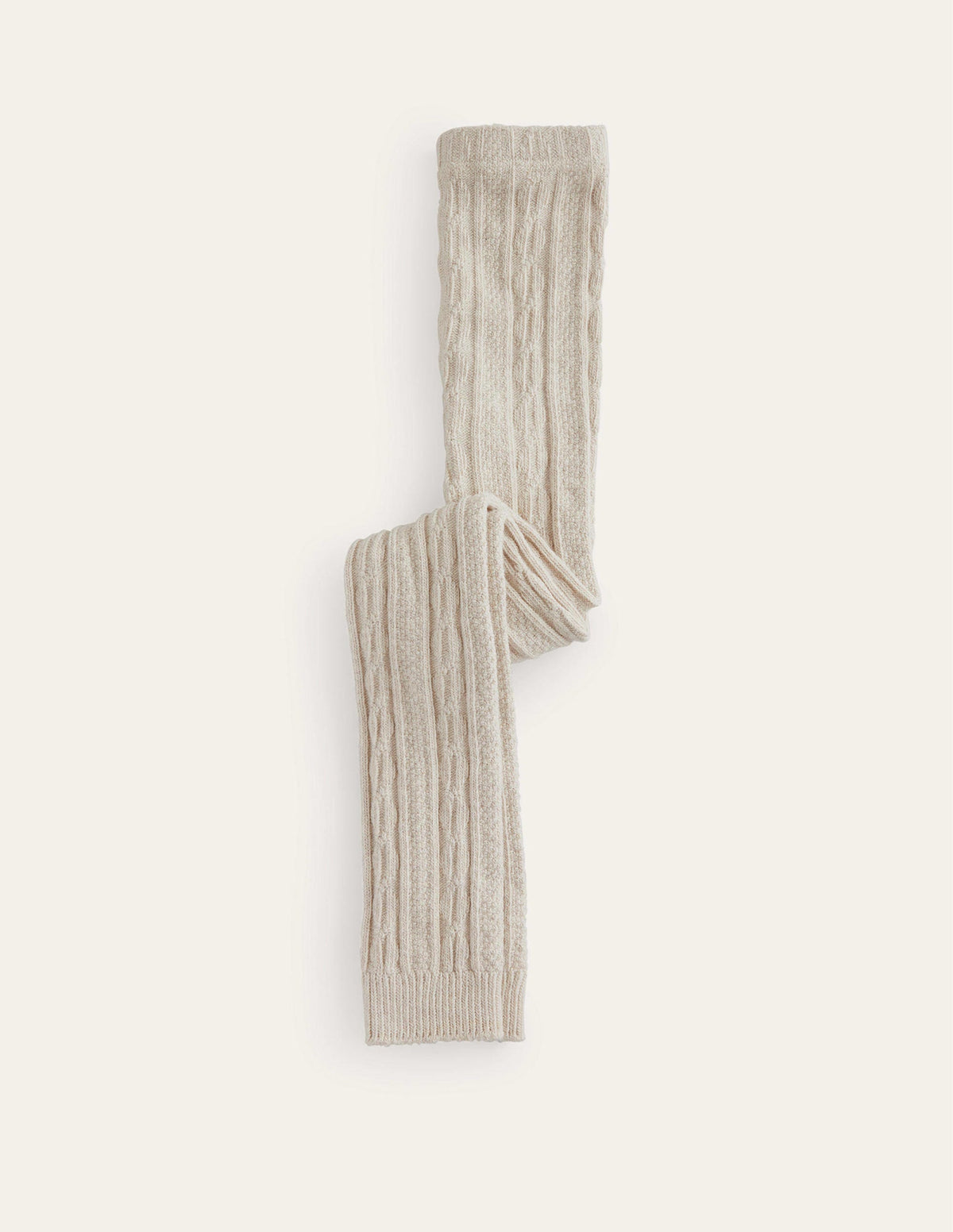 Cable Footless Tights-Oatmeal Marl - Image 1