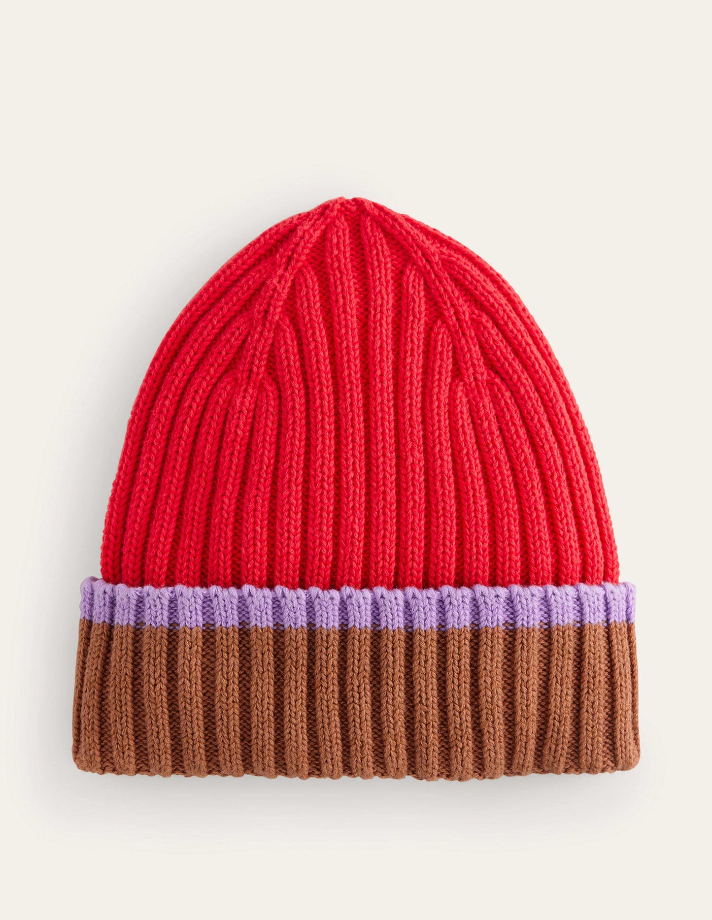 Colour Block Beanie-Jam Red